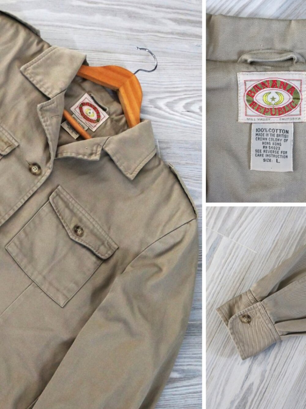 Banana Republic Safari Shirt Women's Vintage Khaki Military Utility Field Size L